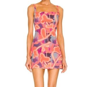 Miaou Ginger Orange Pink Abstract Print Mini Dress Size S